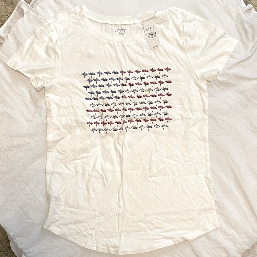 Size Small Loft Outlet Umbrella Flag T-Shirt NWT
